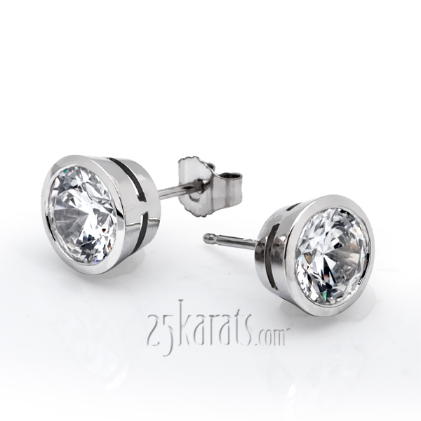 14K gold Bezel Setting G-VS2 Perfect Pair of Diamond Stud Earrings (1.00 ct. tw.) - main view