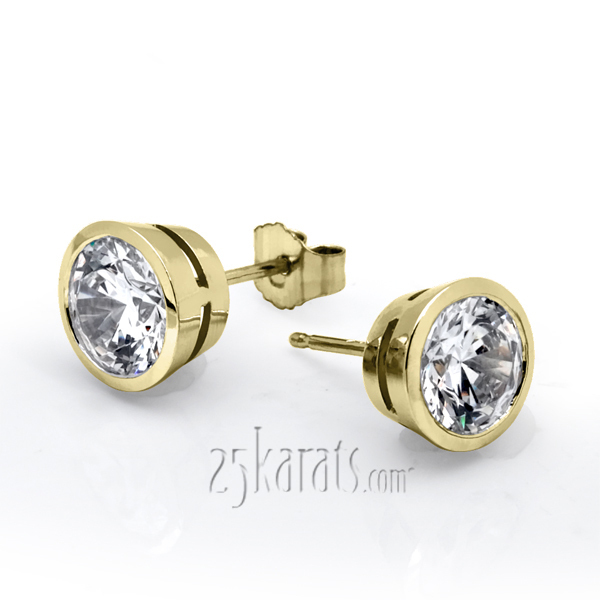14K gold Bezel Setting G-VS2 Perfect Pair of Diamond Stud Earrings (1.00 ct. tw.) - alternate view 2