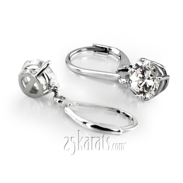 Four Prong Basket Setting Dangle Stud Earrings with a Perfect Pair of Round I-SI3 Diamonds (0.75 ct. tw.)