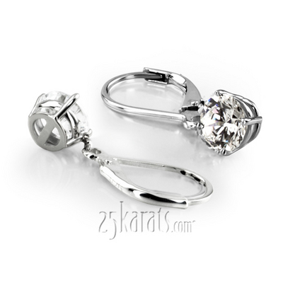 Four Prong Basket Setting Dangle Stud Earrings with a Perfect Pair of Round H-SI2 Diamonds (0.25 ct. tw.)