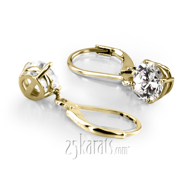 14K gold Four Prong Basket Setting Dangle Stud Earrings with a Perfect Pair of Round GH-SI1 Diamonds (0.33 ct. tw.) - alternate view 2