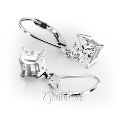 Four Prong Basket Setting Dangle Stud Earrings with a Perfect Pair of Princess G-VS2 Diamonds (1.00 ct. tw.) thumbnail 1