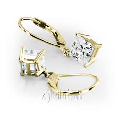 Four Prong Basket Setting Dangle Stud Earrings with a Perfect Pair of Princess G-VS2 Diamonds (1.00 ct. tw.) thumbnail 2