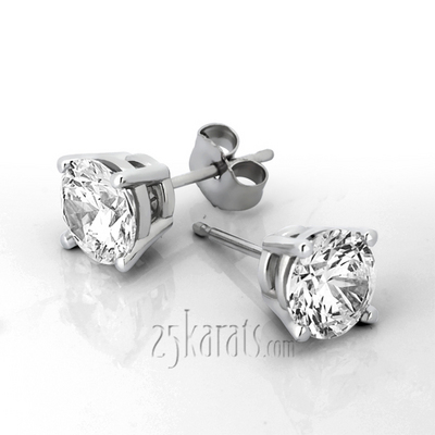 Four Prong Basket Setting Diamond Stud Earring withI-SI3 diamonds (0.50 ct. tw.)
