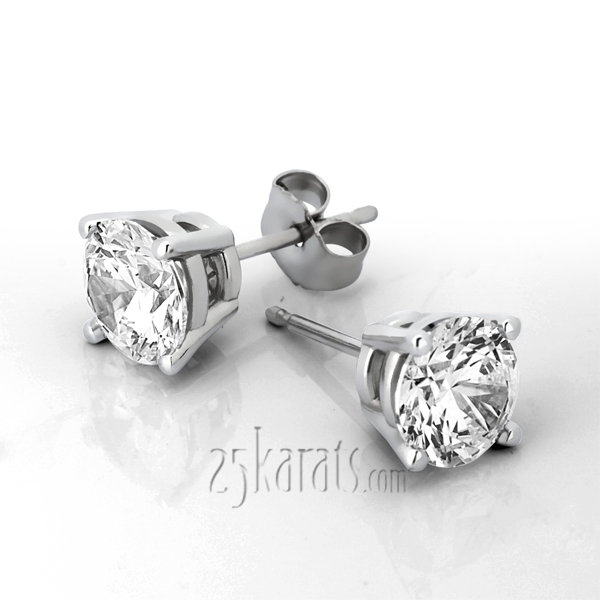14K gold Perfect Pair Diamond Stud Earrings 4 Prong Basket Setting H-SI2 diamonds (1.00 ct. tw.) - main view
