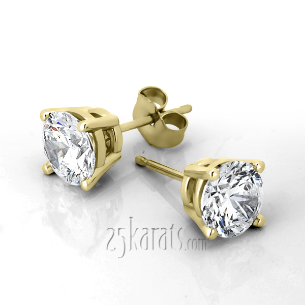 14K gold Perfect Pair Diamond Stud Earrings 4 Prong Basket Setting G-VS2 diamonds (2.00 ct. tw.) - alternate view 2