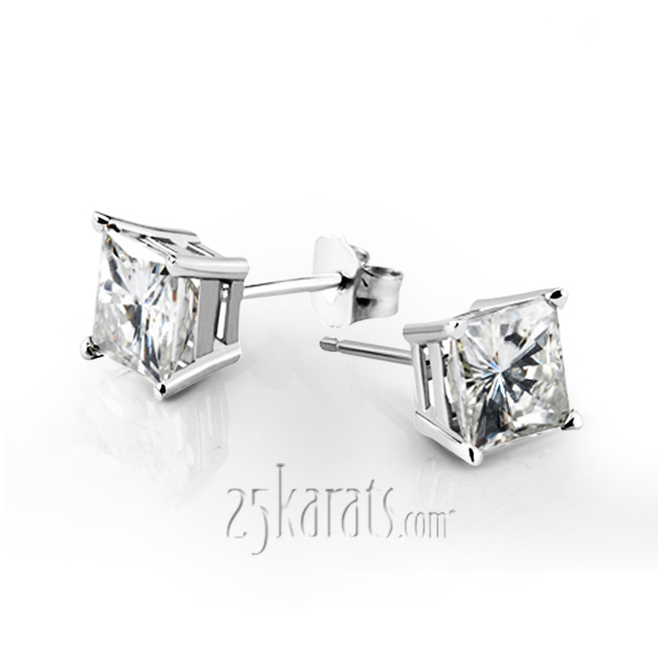 Perfect Pair Diamond Stud Earrings Princess Cut H SI2 diamonds (0.65 ct. tw.)