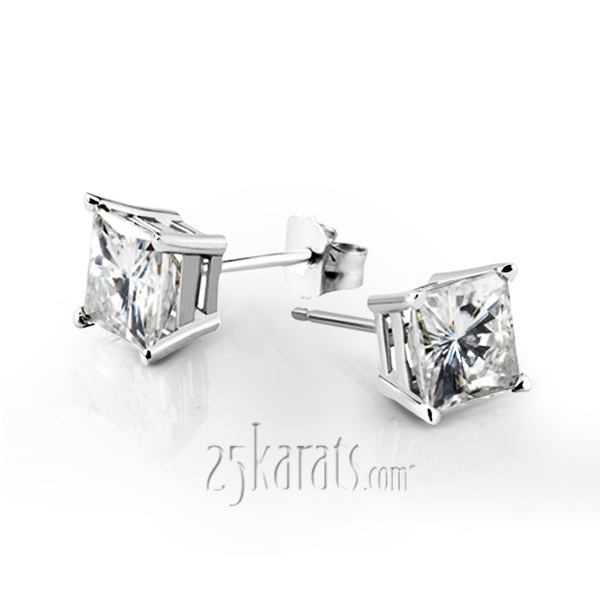 14K gold Perfect Pair Diamond Stud Earrings Princess Cut H SI2 diamonds (1.25 ct. tw.) - main view