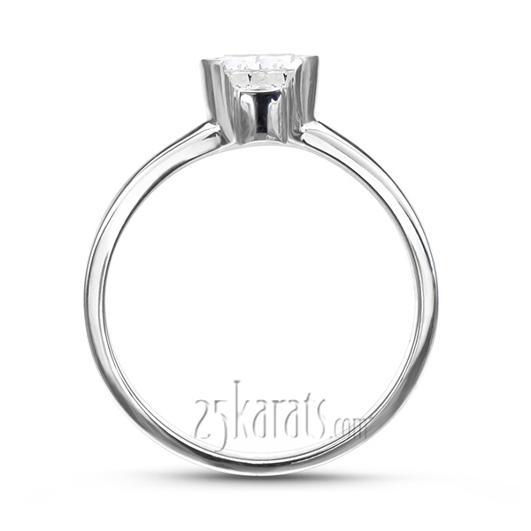 14K white gold Half Bezel Set Solitaire Engagement Ring 4 - alternate view 4