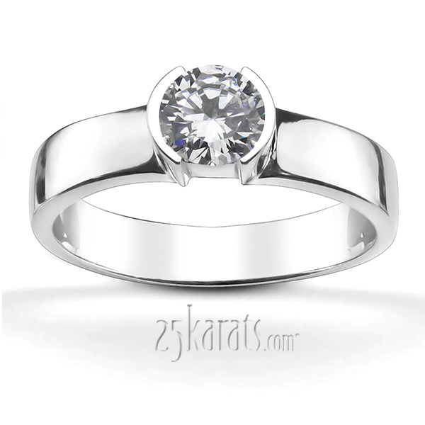 Half Bezel Solitaire Engagement Ring