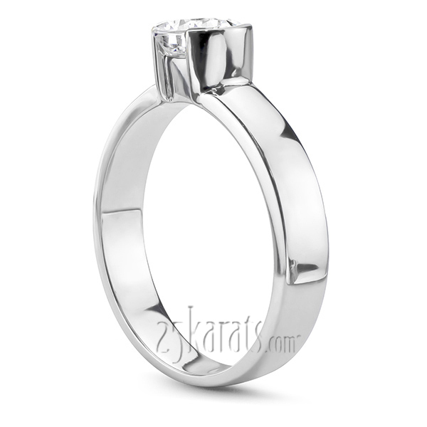 14K white gold Half Bezel Solitaire Engagement Ring 1 - alternate view 2
