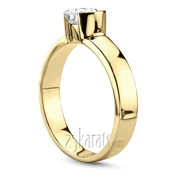 14K white gold Half Bezel Solitaire Engagement Ring 1 - alternate view 3