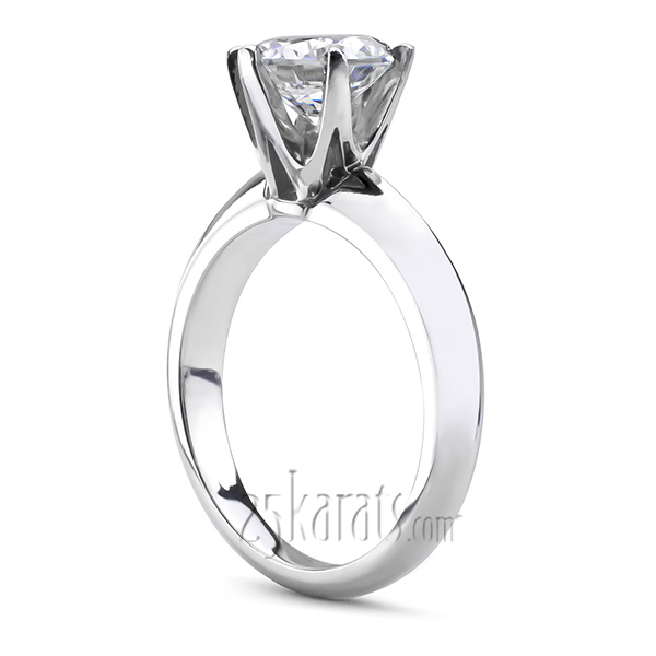 14K white gold Classic Knife Edge Designer Center Head Solitaire Diamond Engagement Ring - alternate view 2