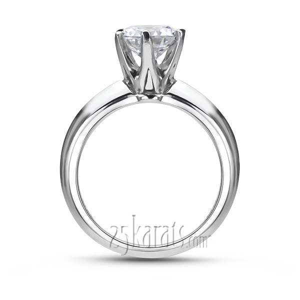 14K white gold Classic Knife Edge Designer Center Head Solitaire Diamond Engagement Ring - alternate view 4