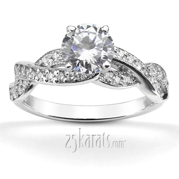 14K white gold Infinity Shank Pave Set Diamond Engagement Ring (0.54ct. tw.) - main view