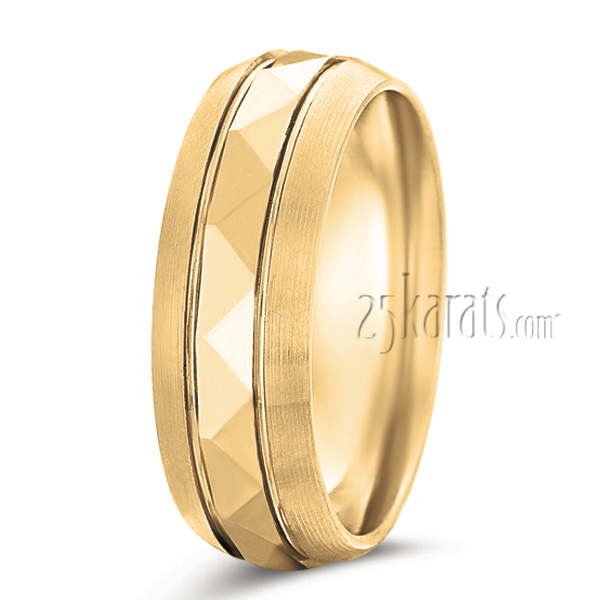 Modern Basic Carved Wedding Band - view 2