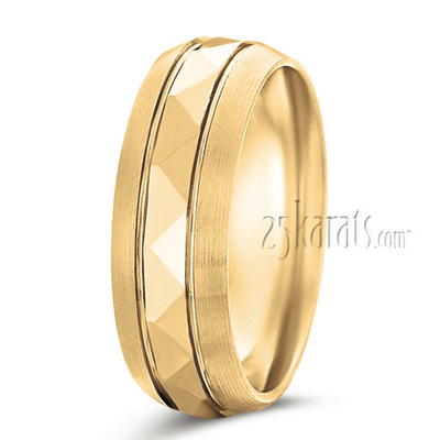 Modern Basic Carved Wedding Band - view 2 thumbnail