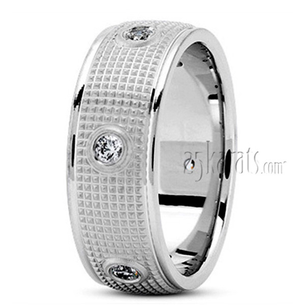Chic Round Diamond Wedding Band - main view