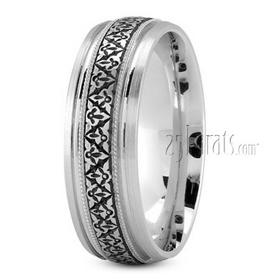 Classic Fancy Carved Wedding Ring - view 1 of 7