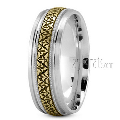 Classic Fancy Carved Wedding Ring - view 5 of 7