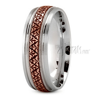 Classic Fancy Carved Wedding Ring - view 6 of 7