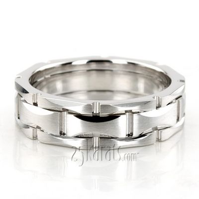 Rolex Style Hour-glass Cut Diamond Cut Wedding Ring 