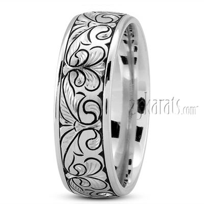 Artisan Floral Wedding Band - view 2 thumbnail