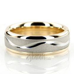 Elegant Wave Design Two-Tone Wedding Ring 