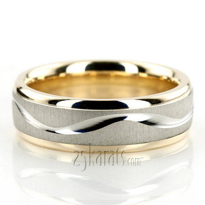 Mens wedding rings wave design