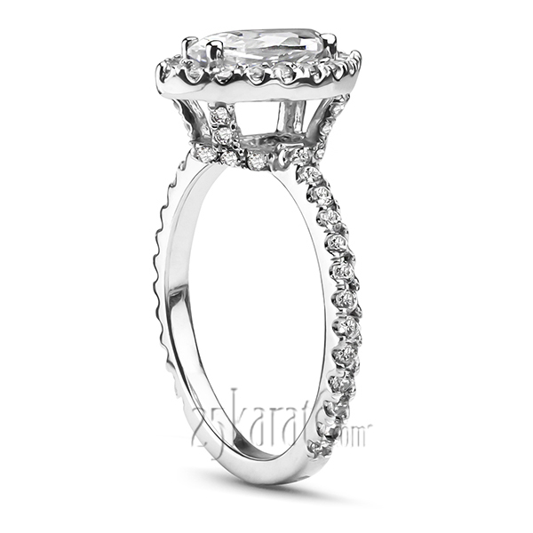 14K white gold Marquise Center Micro Pave Set Diamond Engagement Ring (0.56 ct. tw.) - alternate view 2