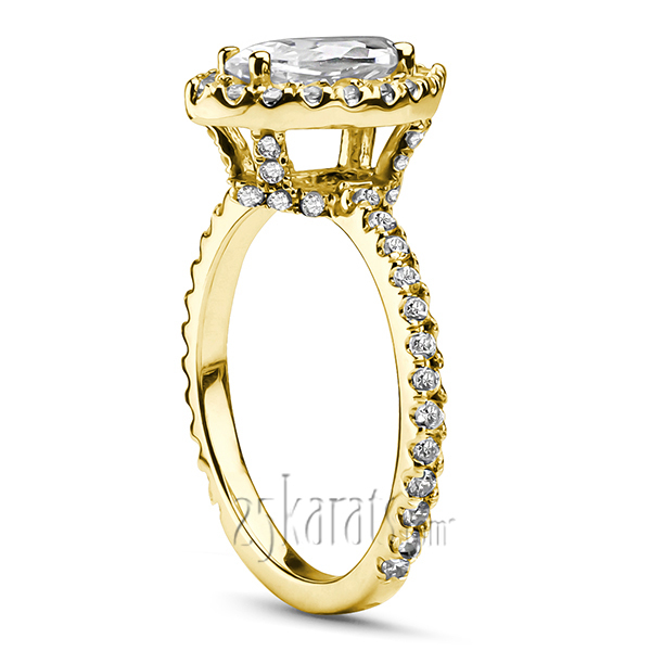 14K white gold Marquise Center Micro Pave Set Diamond Engagement Ring (0.56 ct. tw.) - alternate view 3