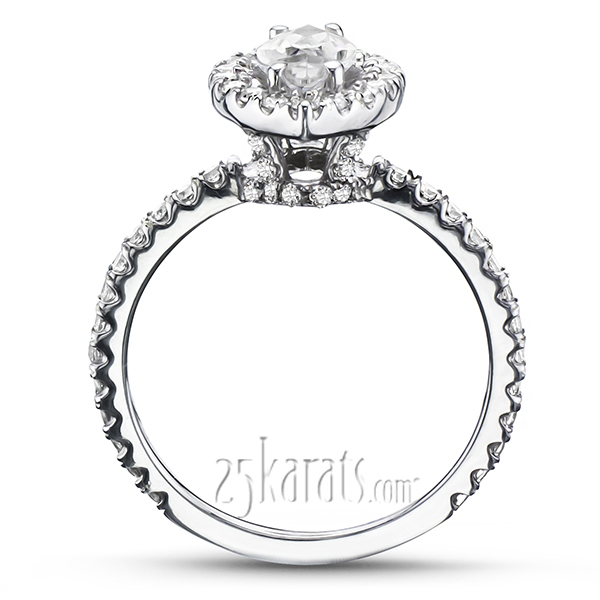14K white gold Marquise Center Micro Pave Set Diamond Engagement Ring (0.56 ct. tw.) - alternate view 4