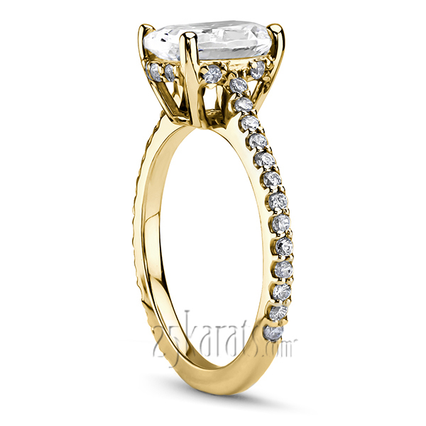 14K white gold Pave Set Oval Diamond Engagement Ring (1/3 ct. tw.) - alternate view 3