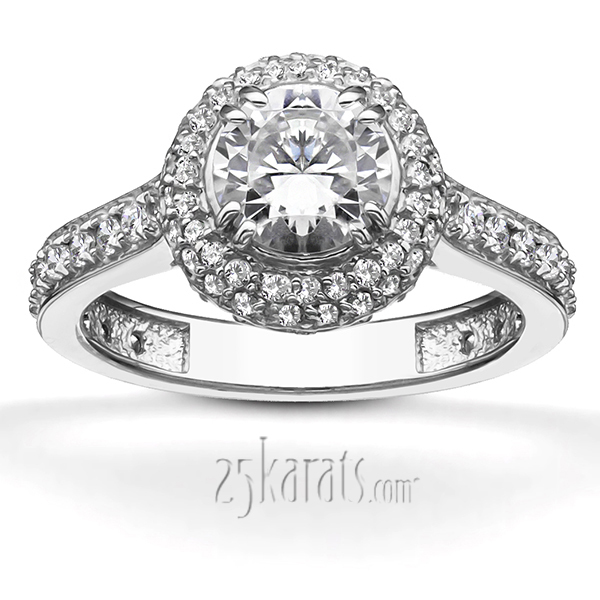 18K white gold Pave Set Antique Style Diamond Engagement Ring (5/8 ct. tw.) - main view