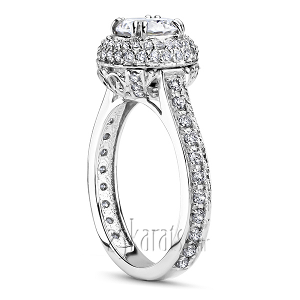 18K white gold Pave Set Antique Style Diamond Engagement Ring (5/8 ct. tw.) - alternate view 2