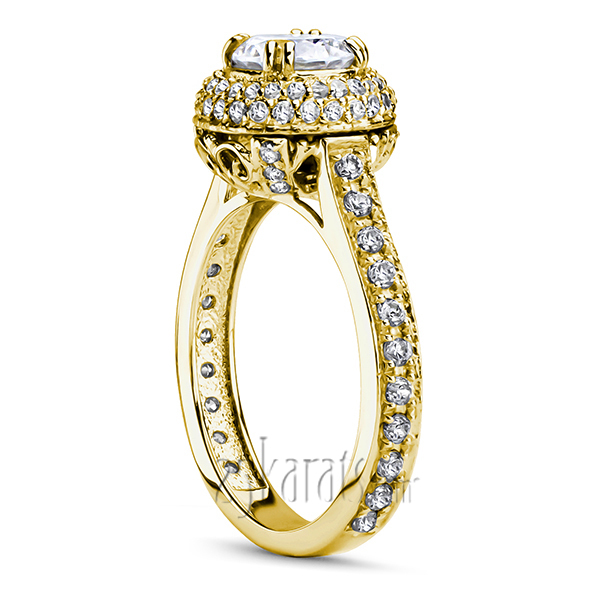 18K white gold Pave Set Antique Style Diamond Engagement Ring (5/8 ct. tw.) - alternate view 3