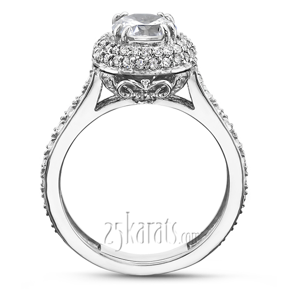 18K white gold Pave Set Antique Style Diamond Engagement Ring (5/8 ct. tw.) - alternate view 4