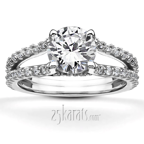 Micro Pave Set Split Shank Diamond Engagement Ring (1/2 ct. t.w.)