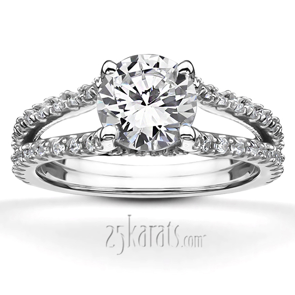 18K white gold Micro Pave Set Split Shank Diamond Engagement Ring (1/2 ct. tw.) - main view