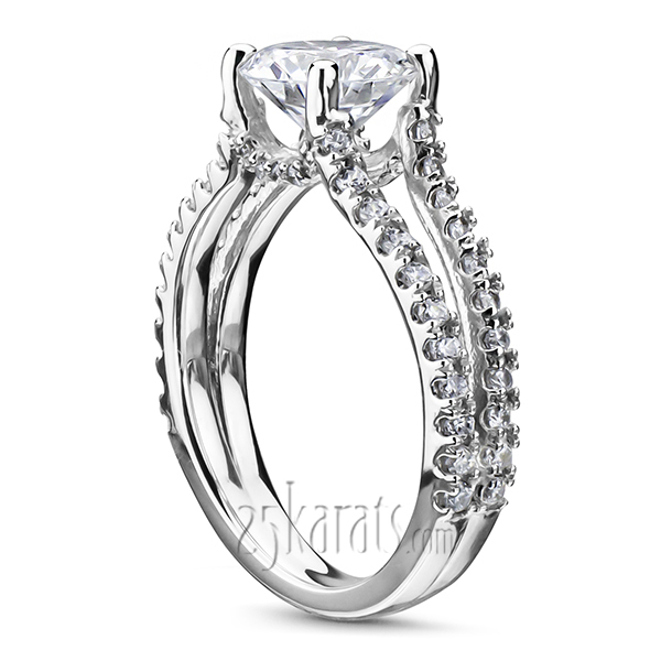 18K white gold Micro Pave Set Split Shank Diamond Engagement Ring (1/2 ct. tw.) - alternate view 2