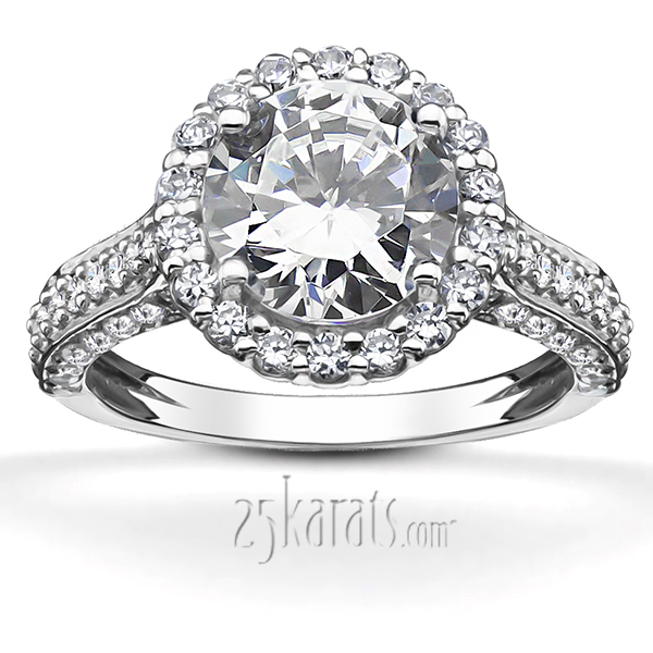 Halo Fancy Basket Pave Diamond Engagement Ring (3/4 ct. t.w.)