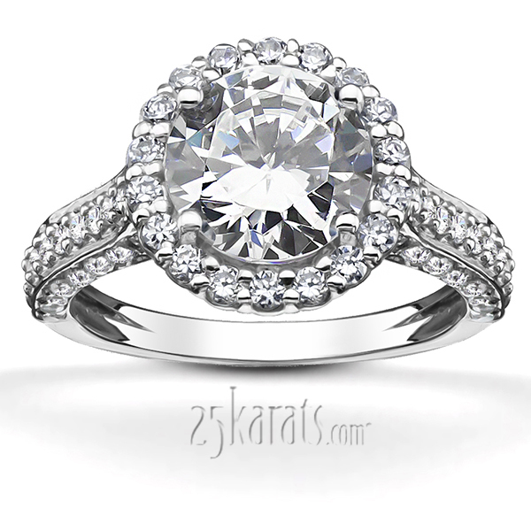 18K white gold Halo Fancy Basket Pave Diamond Engagement Ring (3/4 ct. tw.) - main view