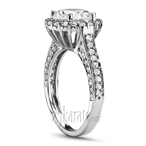 18K white gold Halo Fancy Basket Pave Diamond Engagement Ring (3/4 ct. tw.) - alternate view 2