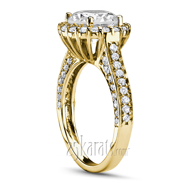 18K white gold Halo Fancy Basket Pave Diamond Engagement Ring (3/4 ct. tw.) - alternate view 3