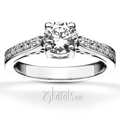 Scroll Design Basket Bead Set Diamond Engagement Ring (1/6ct. t.w.)