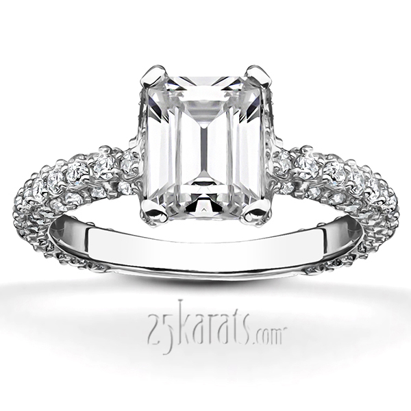 14K white gold Micro Pave Set Diamond Engagement Ring (1.10 ct. tw.) - main view