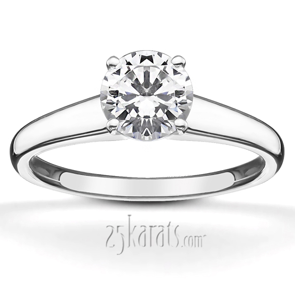 18K white gold Stylish Solitaire With French Curve Cathedrals - main view