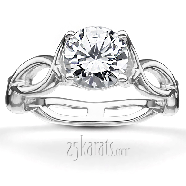 18K white gold Infinity Shank Basket Setting Engagement Ring - main view