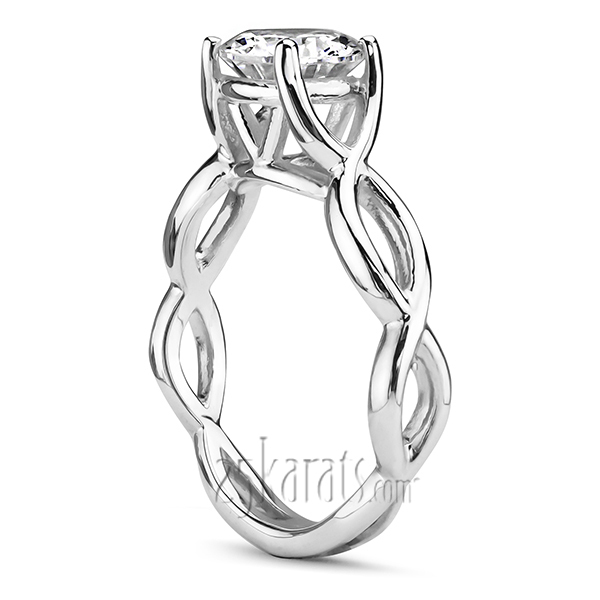 18K white gold Infinity Shank Basket Setting Engagement Ring - alternate view 2