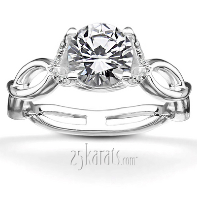 Infinity Shank Solitaire Ring with Diamond Accents On Prongs (1/10 ct. t.w.)
